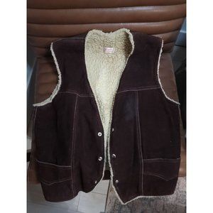 Vintage Genuine Leather Suede Shearling Mexico Size Estimate XL 70s Trucker